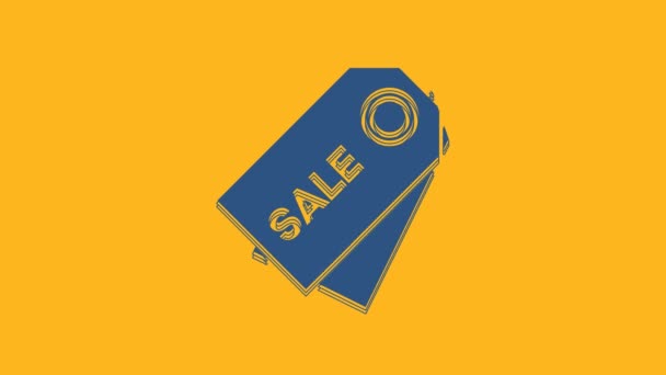Blue Price Tag Inscription Sale Icon Isolated Orange Background Badge — ストック動画