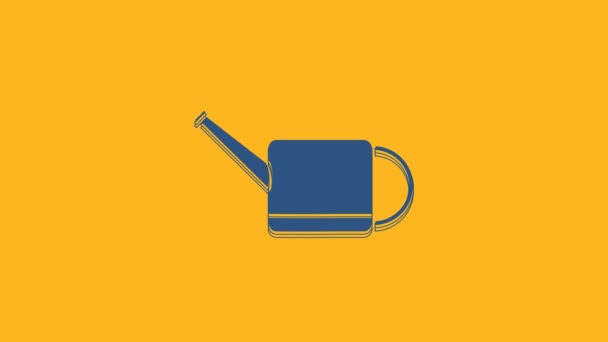 Blue Watering Can Icon Isolated Orange Background Irrigation Symbol Video — Stock Video