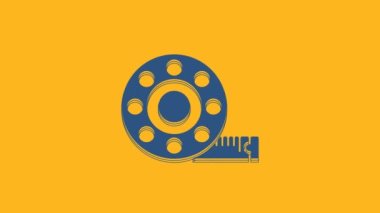 Mavi bant ölçüm simgesi turuncu arkaplanda izole edildi. Ölçüm bandı. 4K Video hareketli grafik canlandırması.