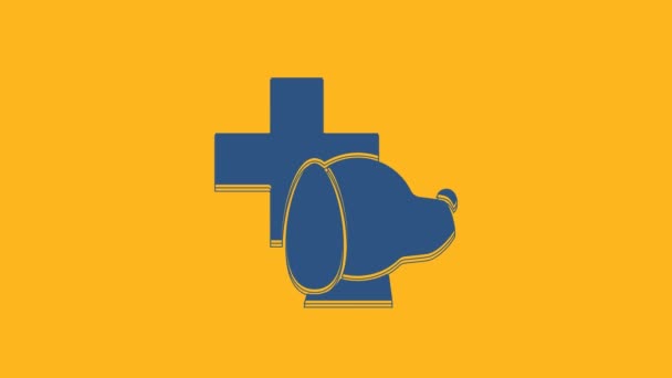 Синий Символ Ветеринарной Клиники Выделен Оранжевом Фоне Крест Собакой Ветеринарной — стоковое видео