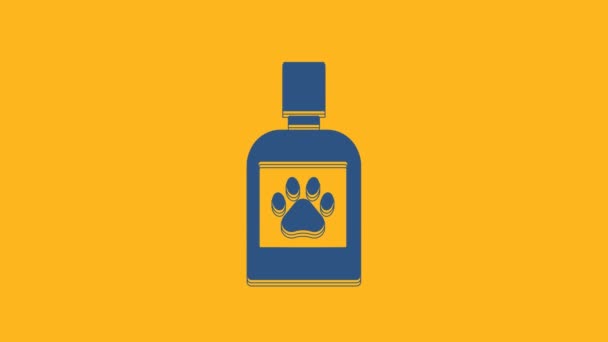 Icono Del Frasco Medicina Blue Dog Aislado Sobre Fondo Naranja — Vídeo de stock