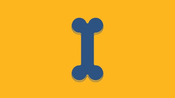 Blue Dog Bone Icon Isolated Orange Background Pets Food Symbol — Stok video