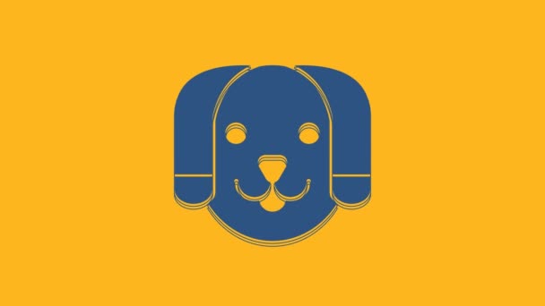 Ícone Blue Dog Isolado Fundo Laranja Animação Gráfica Movimento Vídeo — Vídeo de Stock