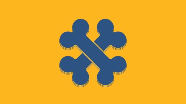 Blue Crossed Bones Icon Isoliert Auf Orangefarbenem Hintergrund Haustierfutter Symbol — Stockvideo