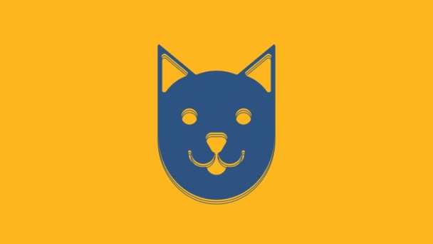 Icona Blue Cat Isolata Sfondo Arancione Animazione Grafica Video Motion — Video Stock