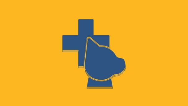 Icono Símbolo Clínica Veterinaria Azul Aislado Sobre Fondo Naranja Cruza — Vídeos de Stock