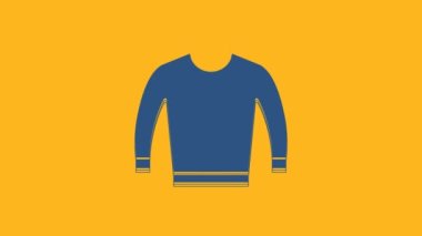 Blue Sweater icon isolated on orange background. Pullover icon. 4K Video motion graphic animation.