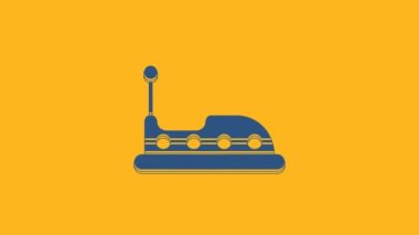 Blue Bumper car icon isolated on orange background. Amusement park. Childrens entertainment playground, recreation park. 4K Video motion graphic animation.