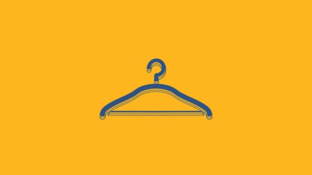 Blue Hanger Wardrobe Icon Isolated Orange Background Cloakroom Icon Clothes — 图库视频影像
