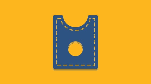 Icono Del Patrón Costura Azul Aislado Sobre Fondo Naranja Marcas — Vídeo de stock