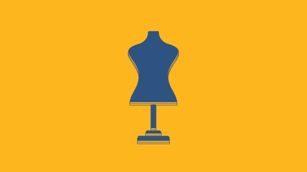 Modrá Figurína Ikona Izolované Oranžovém Pozadí Krejčí Panák Grafická Animace — Stock video