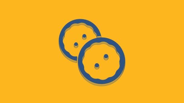 Pulsante Blu Cucire Icona Dei Vestiti Isolato Sfondo Arancione Bottoni — Video Stock
