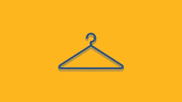 Blue Hanger Wardrobe Icon Isolated Orange Background Cloakroom Icon Clothes — Stock Video