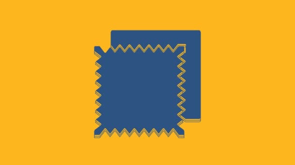 Μπλε Υφασμάτινο Ρολό Εικονίδιο Απομονωμένο Πορτοκαλί Φόντο Roll Χαλί Χαλί — Αρχείο Βίντεο