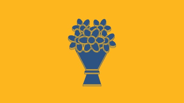 Блакитний Букет Квітів Ізольований Помаранчевому Фоні Відео Рух Графічна Анімація — стокове відео