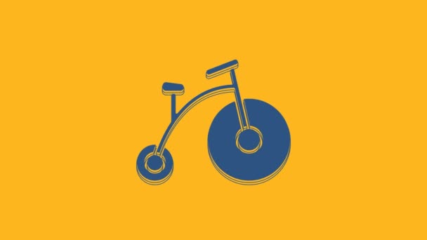 Blue Vintage Bicycle One Big Wheel One Small Icon Isolated — Stock Video