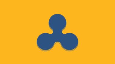 Mavi Kripto Para Bozukluğu XRP simgesi turuncu arka planda izole edildi. Altcoin sembolü. Engelleme zinciri tabanlı şifreli para birimi. 4K Video hareketli grafik canlandırması.