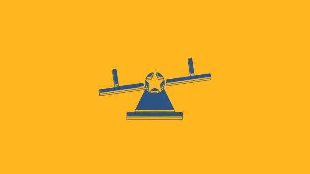 Blue Seesaw Icon Isolated Orange Background Teeter Equal Board Playground — Stock videók