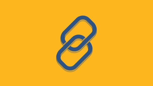 Blue Chain Länk Ikon Isolerad Orange Bakgrund Länka Singel Symbol — Stockvideo