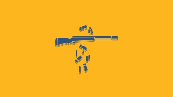 Ícone Disparo Blue Gun Isolado Fundo Laranja Animação Gráfica Movimento — Vídeo de Stock