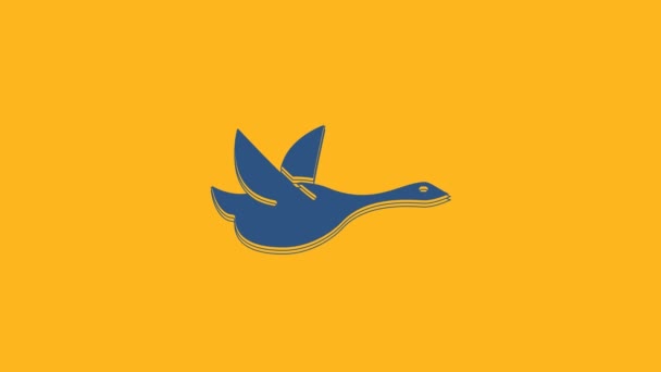 Niebieska Ikona Kaczki Odizolowana Pomarańczowym Tle Animacja Graficzna Ruchu Wideo — Wideo stockowe