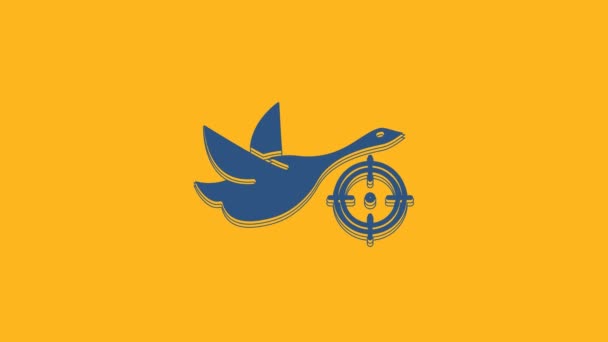Caça Azul Pato Com Ícone Mira Isolado Fundo Laranja Logotipo — Vídeo de Stock