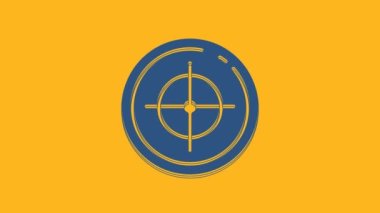 Turuncu arka planda, yarışma ikonu çekebilmek için Blue Target sporu. Atış mesafesi ya da atış mesafesi için sayıları olan temiz bir hedef. 4K Video hareketli grafik canlandırması.