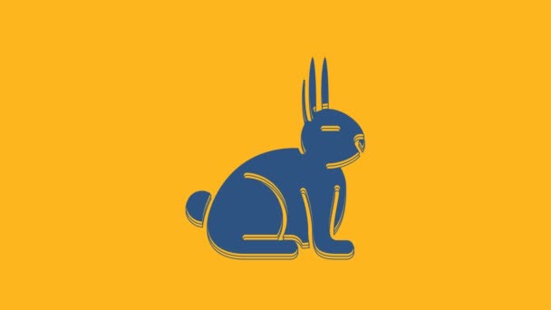 Blaues Kaninchen Symbol Auf Orangefarbenem Hintergrund Video Motion Grafik Animation — Stockvideo
