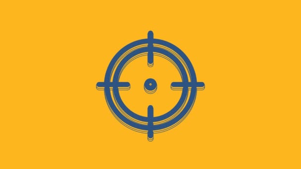 Blue Target Sport Shooting Competition Icon Isolated Orange Background Clean — Stock Video