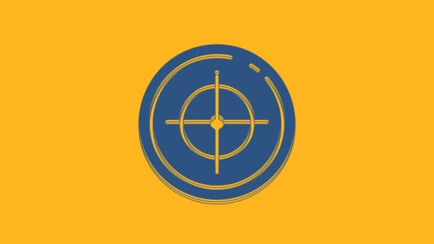 Blue Target Sport Für Schießwettbewerb Symbol Isoliert Auf Orangefarbenem Hintergrund — Stockvideo