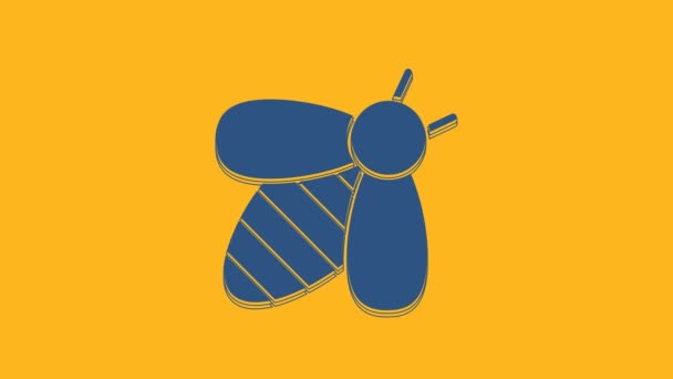 Kék Méhecske Ikon Elszigetelt Narancssárga Alapon Édes Természetes Étel Méhecske — Stock videók