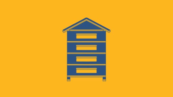 Modrý Pro Včely Ikony Izolované Oranžovém Pozadí Symbol Úlu Včelařství — Stock video