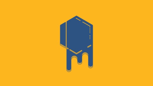 Blue Honeycomb Icon Isolated Orange Background Honey Cells Symbol Sweet — Stock Video
