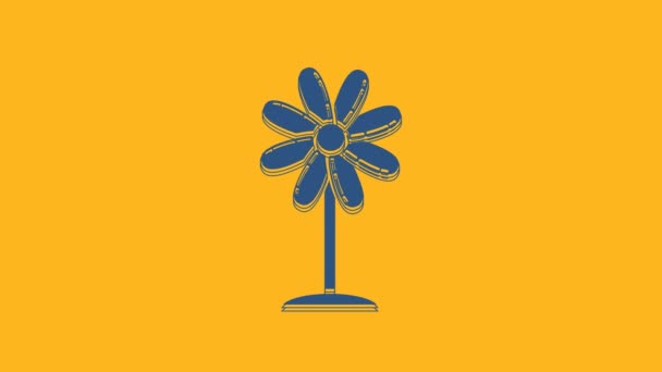Ícone Flor Azul Isolado Fundo Laranja Comida Natural Doce Animação — Vídeo de Stock