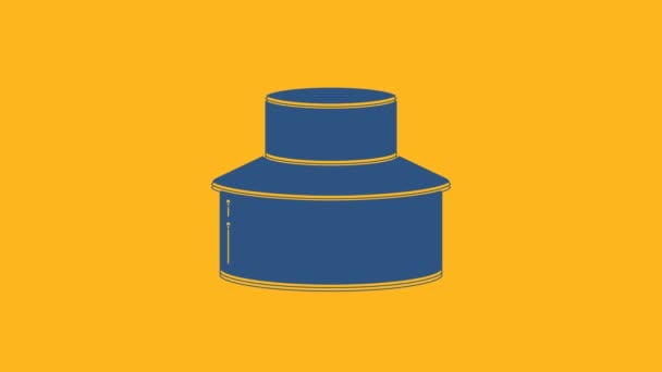 蓝色养蜂人与保护帽图标隔离橙色背景 特殊的防护服4K视频运动图形动画 — 图库视频影像