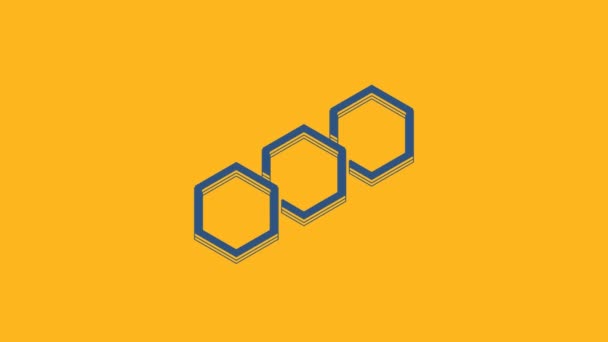 Blue Honeycomb Icon Isolated Orange Background Honey Cells Symbol Sweet — Stock Video