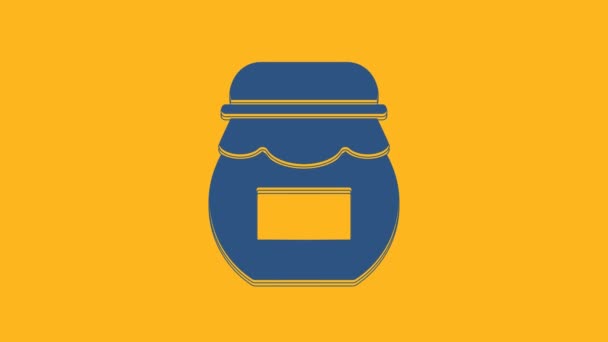 Blue Jar Honey Icon Isolated Orange Background Food Bank Sweet — Stock Video
