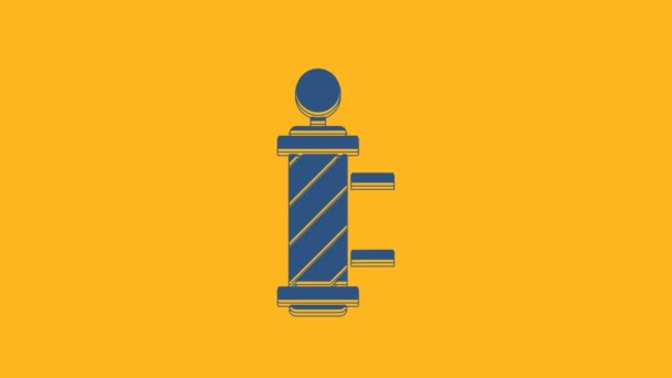 Blue Classic Barber Shop Pole Icon Isolated Orange Background Barbershop — Vídeo de Stock