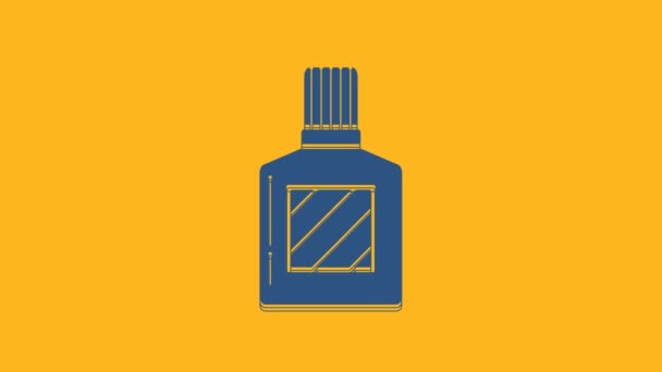 Ikona Blue Aftershave Izolovaná Oranžovém Pozadí Kolínská Ikona Spreje Láhev — Stock video