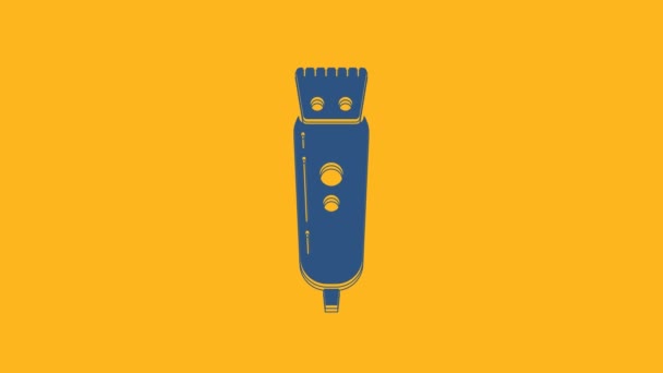 Blue Electrical Hair Clipper Shaver Icon Isolated Orange Background Barbershop — Stockvideo
