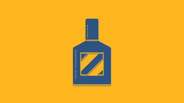 Icono Aftershave Azul Aislado Sobre Fondo Naranja Icono Spray Colonia — Vídeo de stock