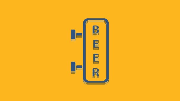 Letrero Blue Street Con Inscripción Icono Cerveza Aislado Sobre Fondo — Vídeos de Stock