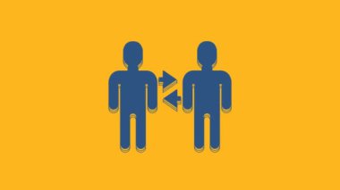 Blue Project team base icon isolated on orange background. Business analysis and planning, consulting, team work, project management. 4K Video motion graphic animation.