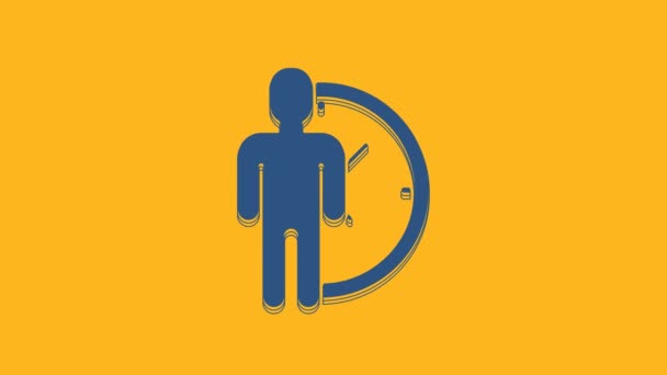Blue Time Management Icon Isolated Orange Background Clock Gear Sign — Vídeo de stock