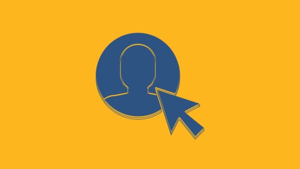Niebieski Użytkownik Człowieka Garniturze Biznesowym Ikona Izolowana Pomarańczowym Tle Symbol — Wideo stockowe