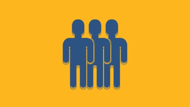Μπλε Χρήστες Ομάδα Εικονίδιο Απομονώνονται Πορτοκαλί Φόντο Εικονίδιο Ομάδας Ανθρώπων — Αρχείο Βίντεο