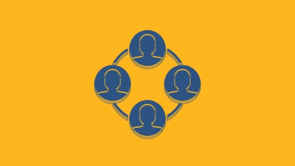 Blue Project Team Base Icon Isolated Orange Background Business Analysis — ストック動画