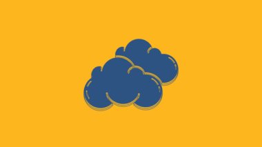 Blue Cloud icon isolated on orange background. 4K Video motion graphic animation.