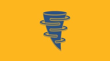 Blue Tornado icon isolated on orange background. 4K Video motion graphic animation.