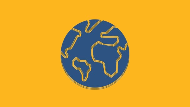 Blue Earth Globe Icon Isolated Orange Background World Earth Sign — kuvapankkivideo